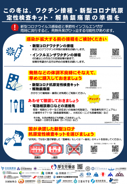 ワクチン接種・検査キット・解熱鎮痛剤の準備