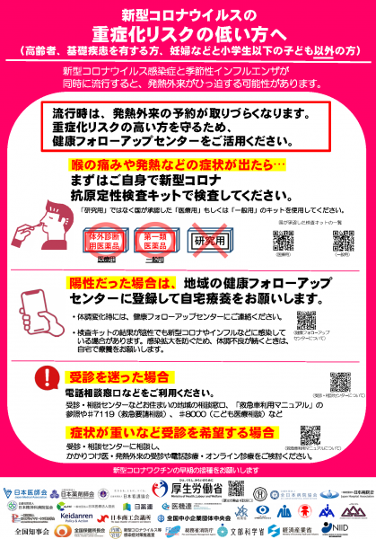 重症化リスクの低い方へ
